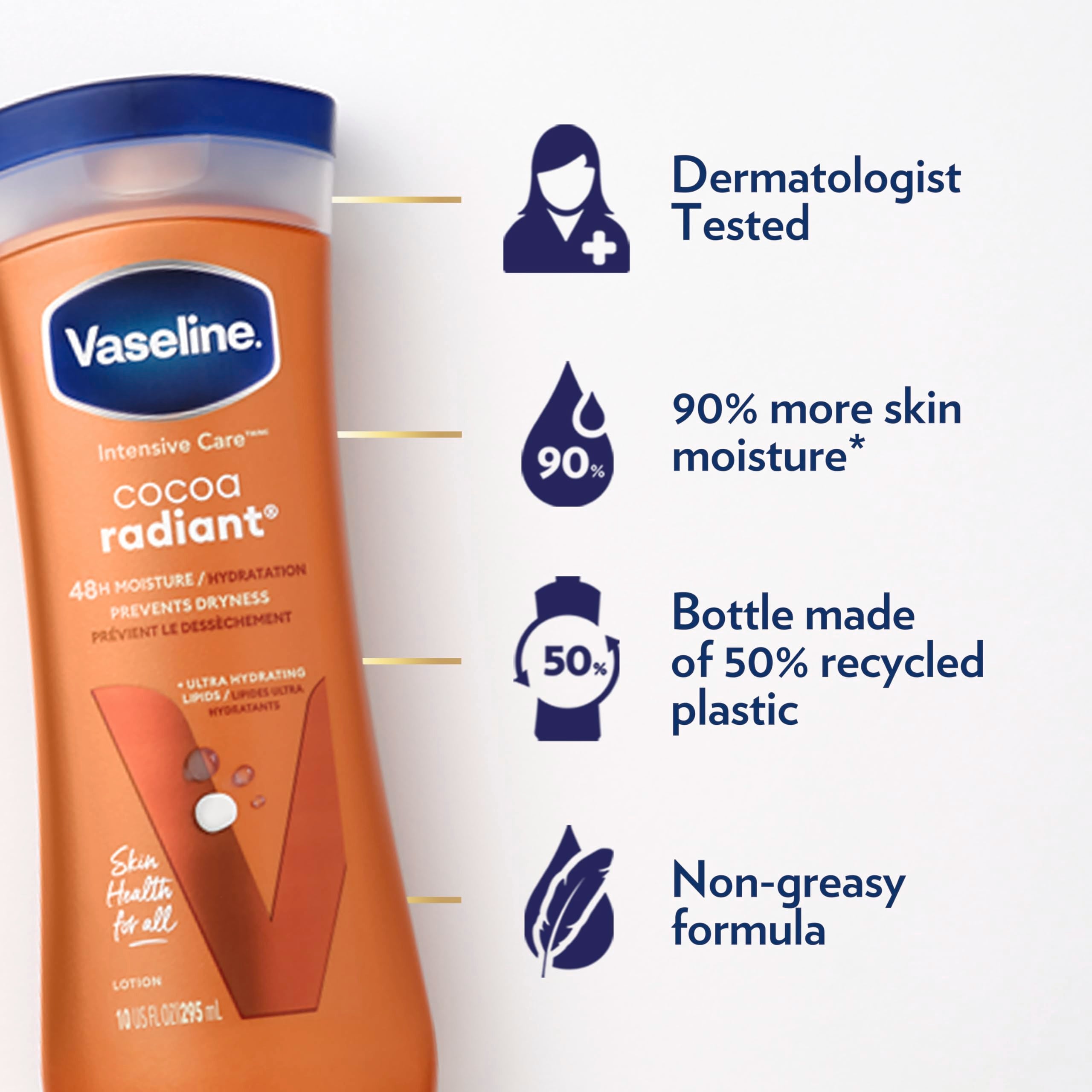 Vaseline Deep Conditioning Body Lotion Unisex Cocoa Butter, 295ml
